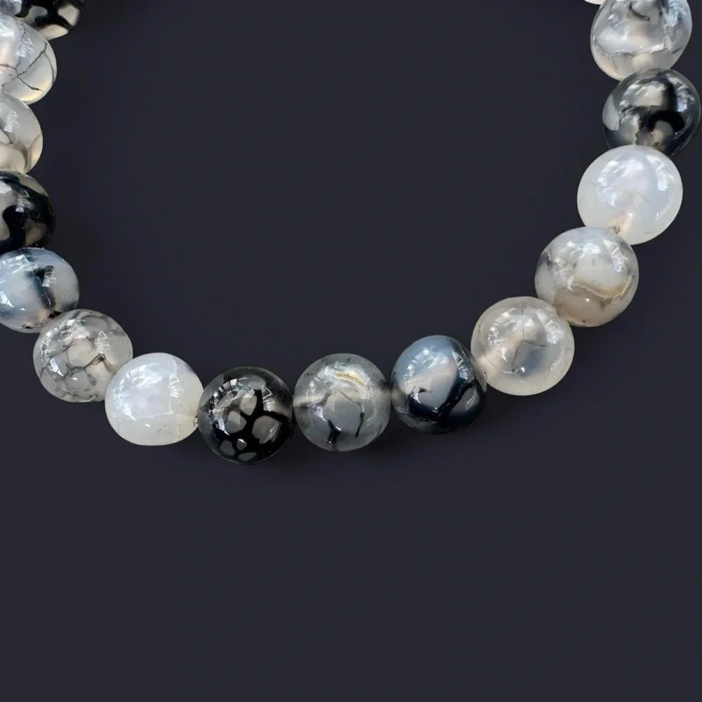 Dragon Vein Agate Gemstone Bead Bracelet 8mm